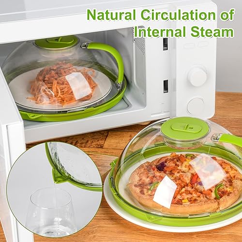 Miniatura 6 de Cubierta mejorada para salpicaduras de microondas para alimentos, cubierta transparente para microondas con vaporizador de agua, protector de