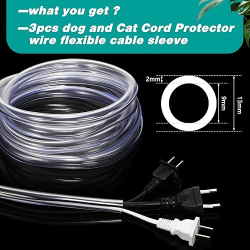 Miniatura 2 de Protectores de cable flexible de PVC para evitar que los gatos masticen los cables, protector de cable eléctrico transparente, fundas de cable de