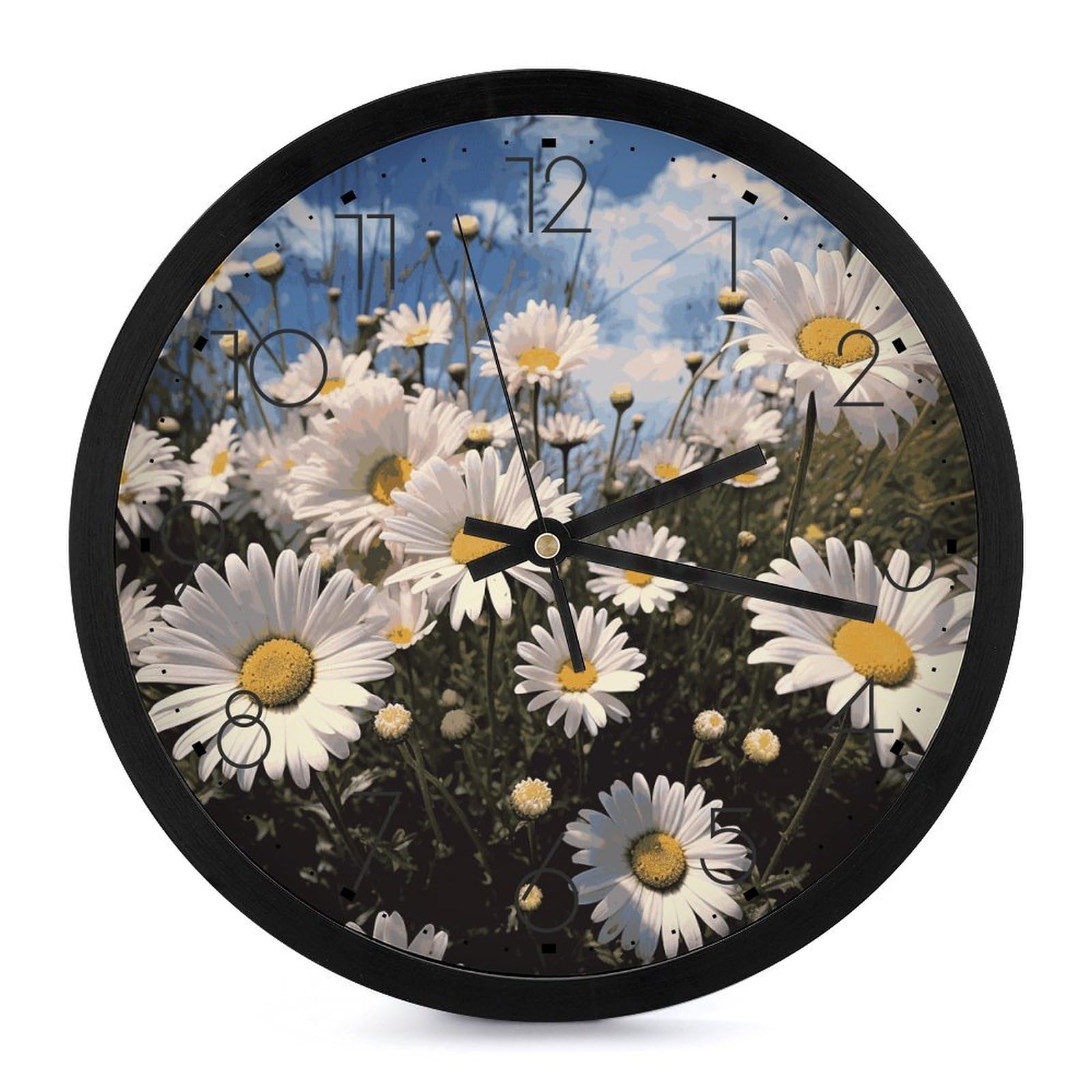 Horloge murale décorative marguerites au design raffiné