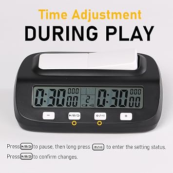 Digital Chess Clock Timer for Tournament Competition, with Bonus Delay Byo-yomi Count Down Up Function for Chess, Go, Checkers & Board Games