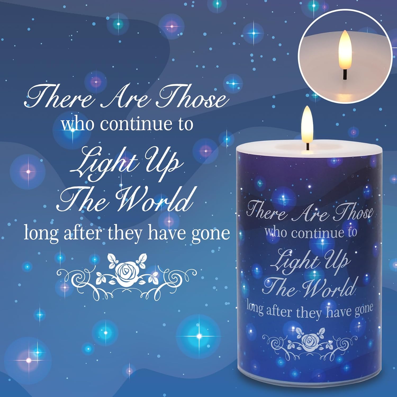 Rhytsing Memorial Gift - Battery Operated Flameless Candles with Timer Function, Real Wax LED Sympathy Candle for Loss of Mom, Father. Remembrance, Funeral, Grieving - D4 inches x H6 inches