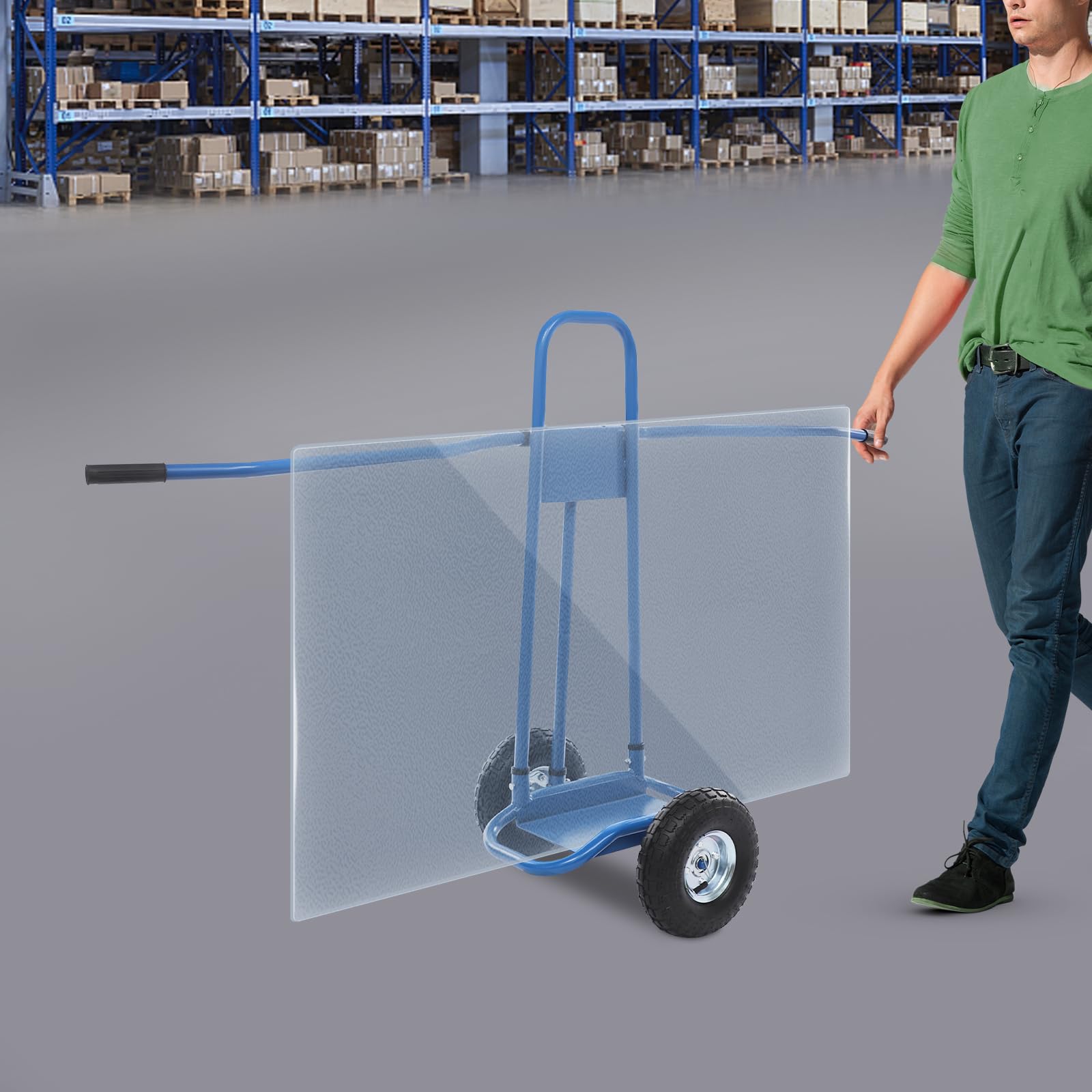 Carrello per il trasporto di lastre pesanti per lastre di compensato, cartongesso, pannelli in acciaio portatile, dispositivo di trasporto per la casa, ristrutturazione cantiere (blu)
