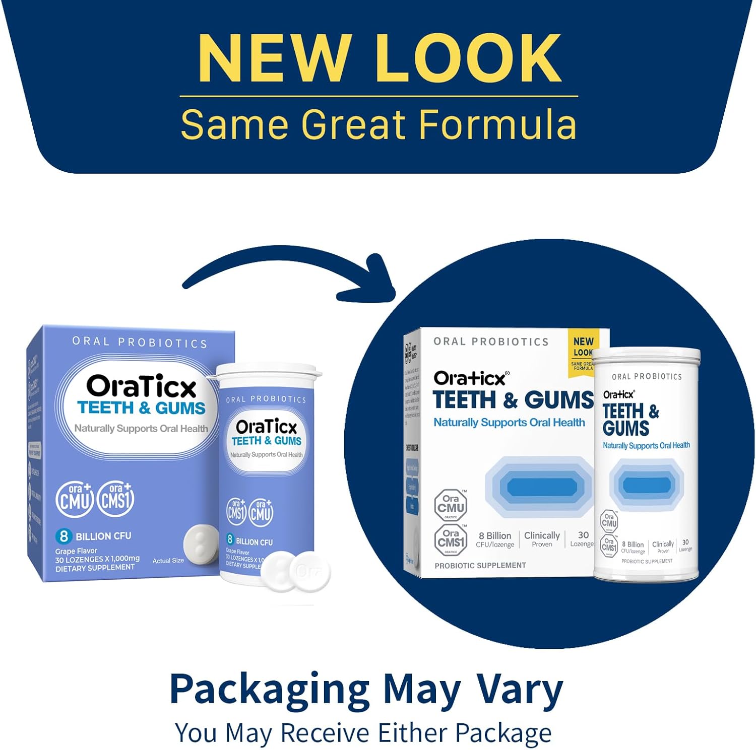 OraTicx Teeth & Gums Oral Probiotics, 8 Billion CFU - Naturally Supports Oral Health, Fresh Breath, and Immunity, Dental Probiotic Supplement, Grape Flavor 30 Lozenges 2-Pack