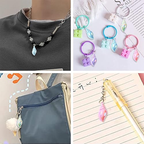 Miniatura 6 de Ipotkitt 20 piezas de 4 colores acrílicos de mar playa AB Color Conch Dijes en espiral Conchas de mar Dijes para collar, pulsera, aretes, bricolaje