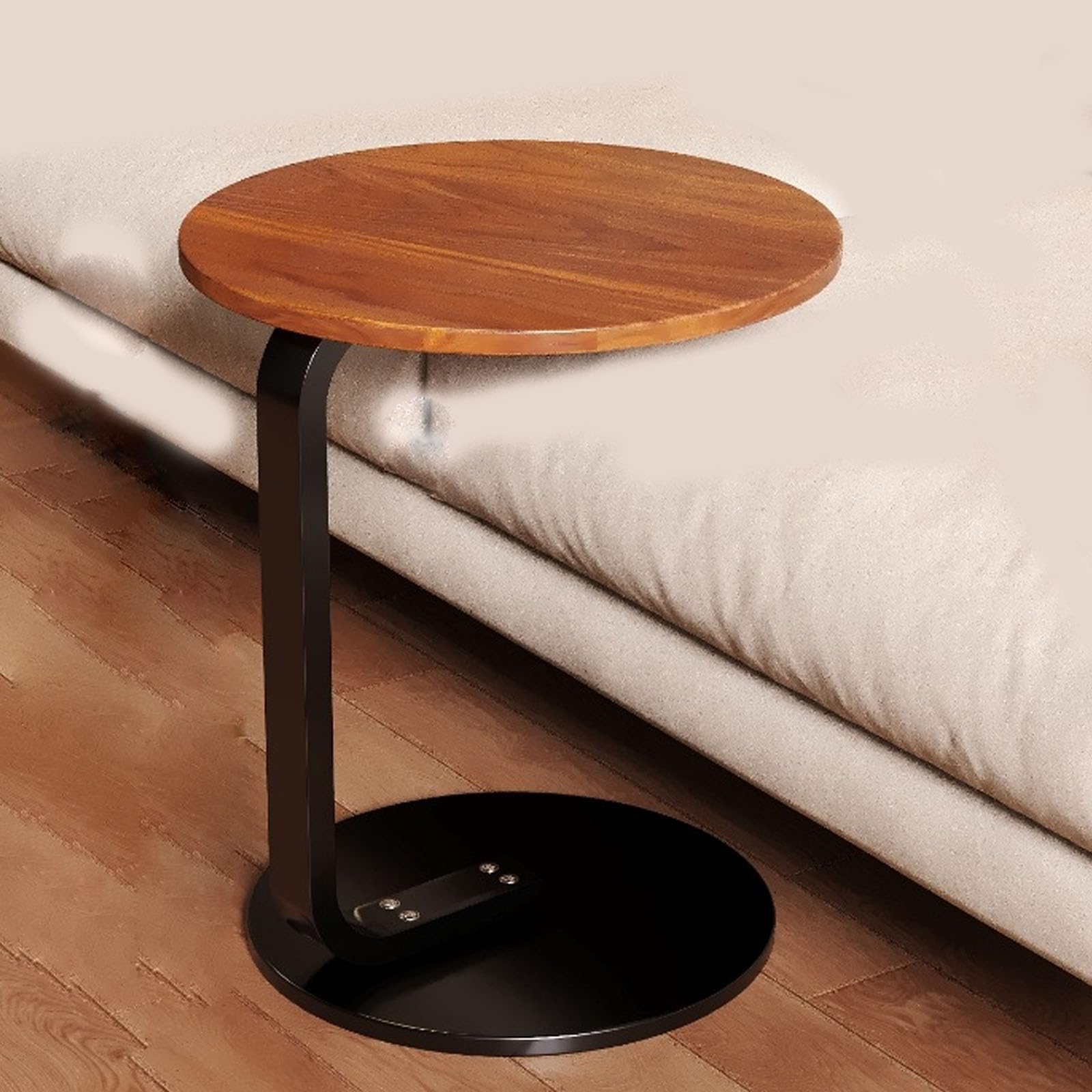 SXZenSpace C Shaped End Table Wood,Wooden Couch Tables That Slide Under,Modern Small Coffee Tables,Sofa Side for Area,Living Room,Bedroom,Walnut