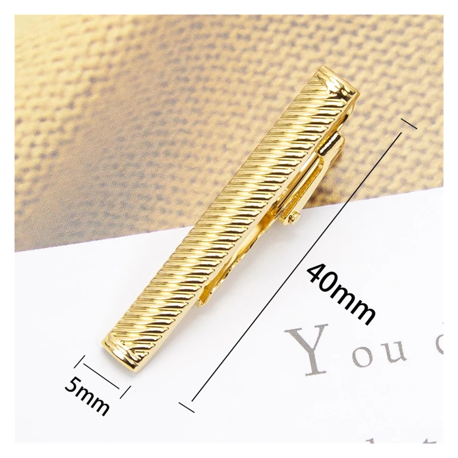 Krawattenklammern for Herren, klassische Krawatte aus Edelstahl, goldfarben, schmaler Kragen