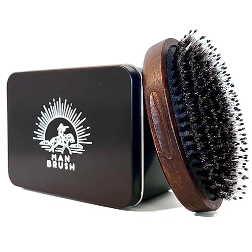 Cepillo para cabello y barba para hombre, solo cepillo vintage/de palma con cerdas rígidas y suaves para todo tipo de cabello, perfecto para viajes,