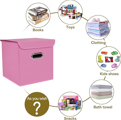 Miniatura 3 de Contenedores de almacenamiento de tela con tapas, organizadores de armario, canastas de almacenamiento plegables con asas para el hogar, cajas de