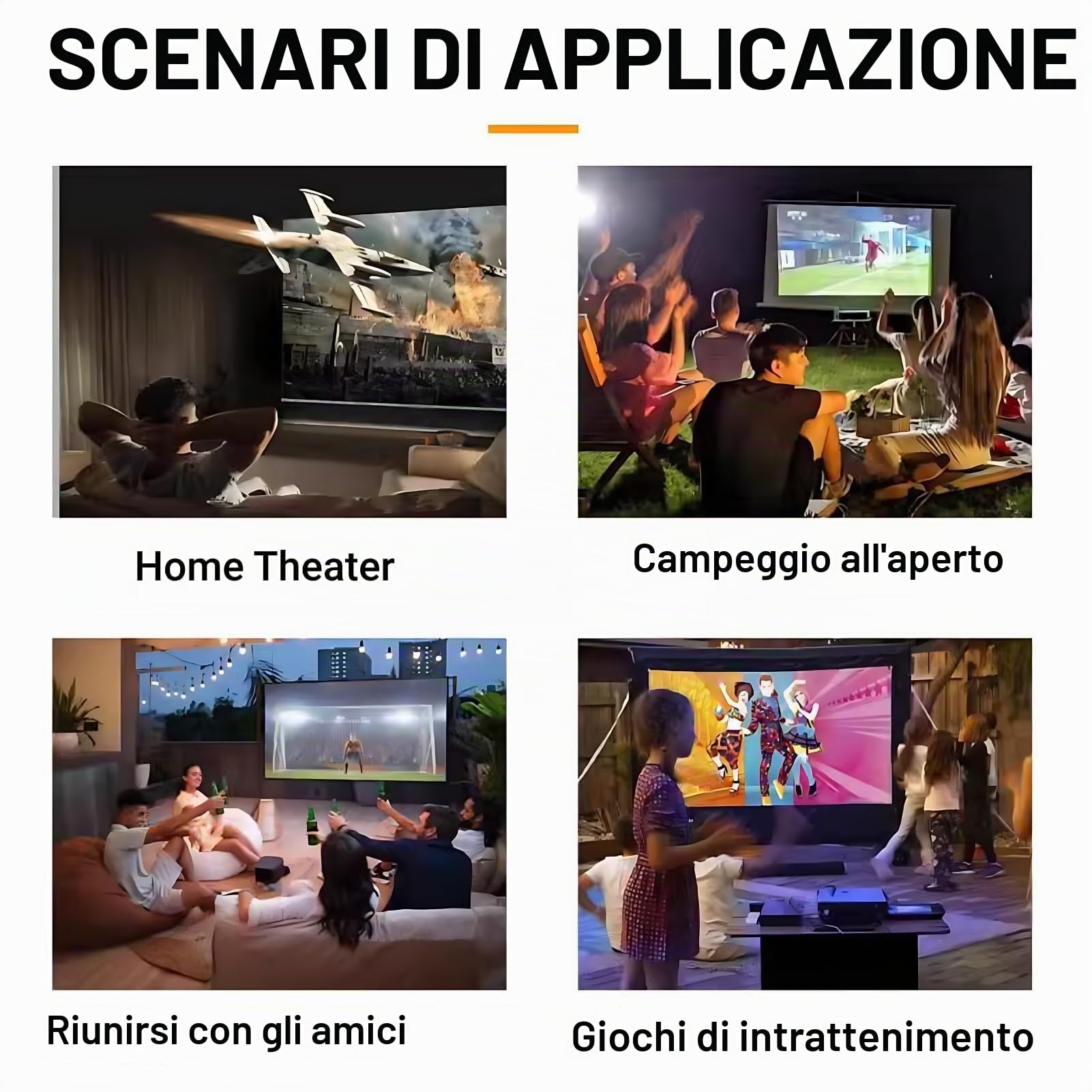 Mini Videoproiettore YG300, Mini Proiettore a LED, Lavagna Luminosa Polylux 1080P Full HD, Videoproiettore Home Theater LED Compatibile con Smartphone/tablet/laptop//TV Stick