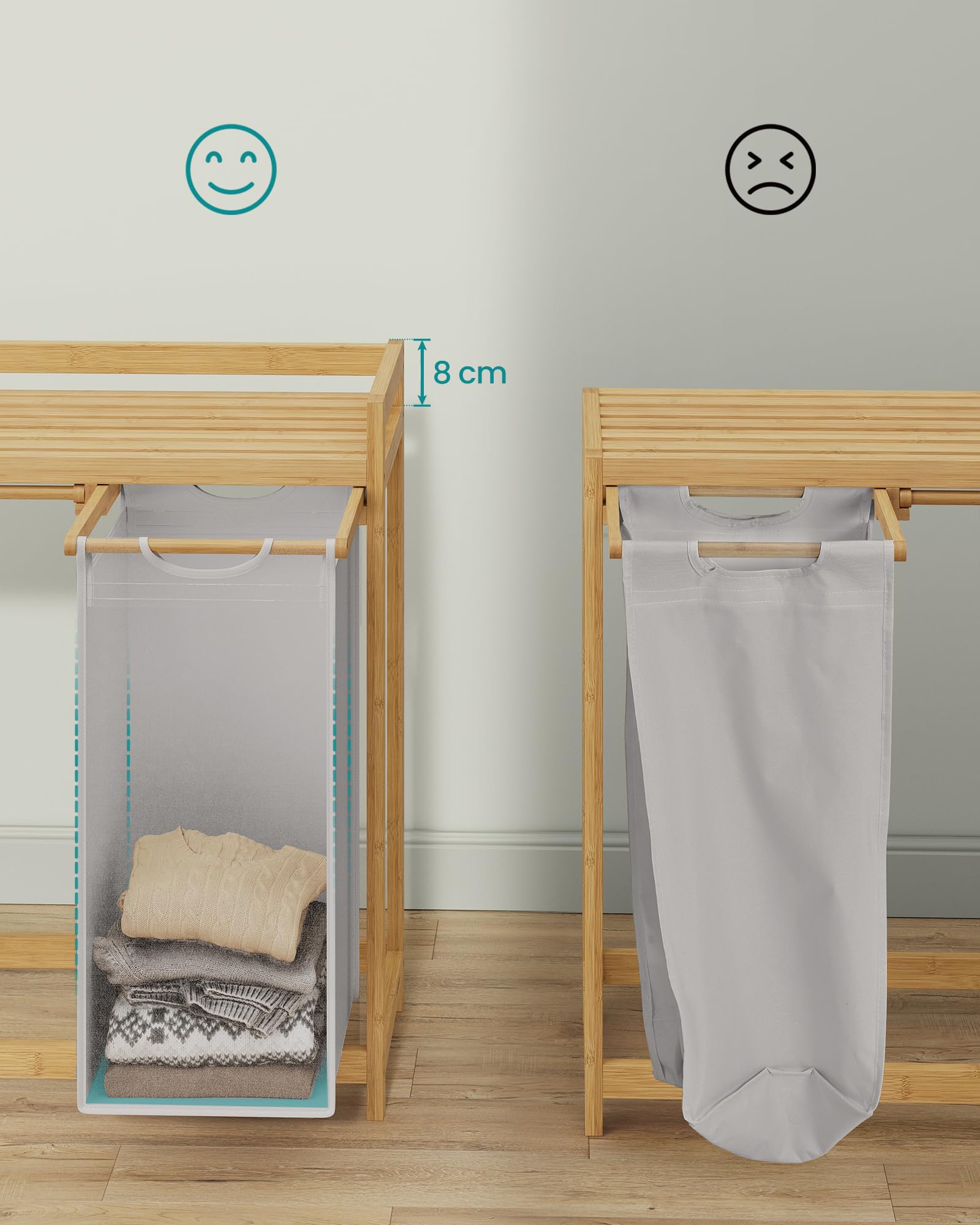 Wasmand met 2 compartimenten - uitneembare zakken met elk 61 liter Wasmand met 2 compartimenten - uitneembare zakken met elk 61 liter