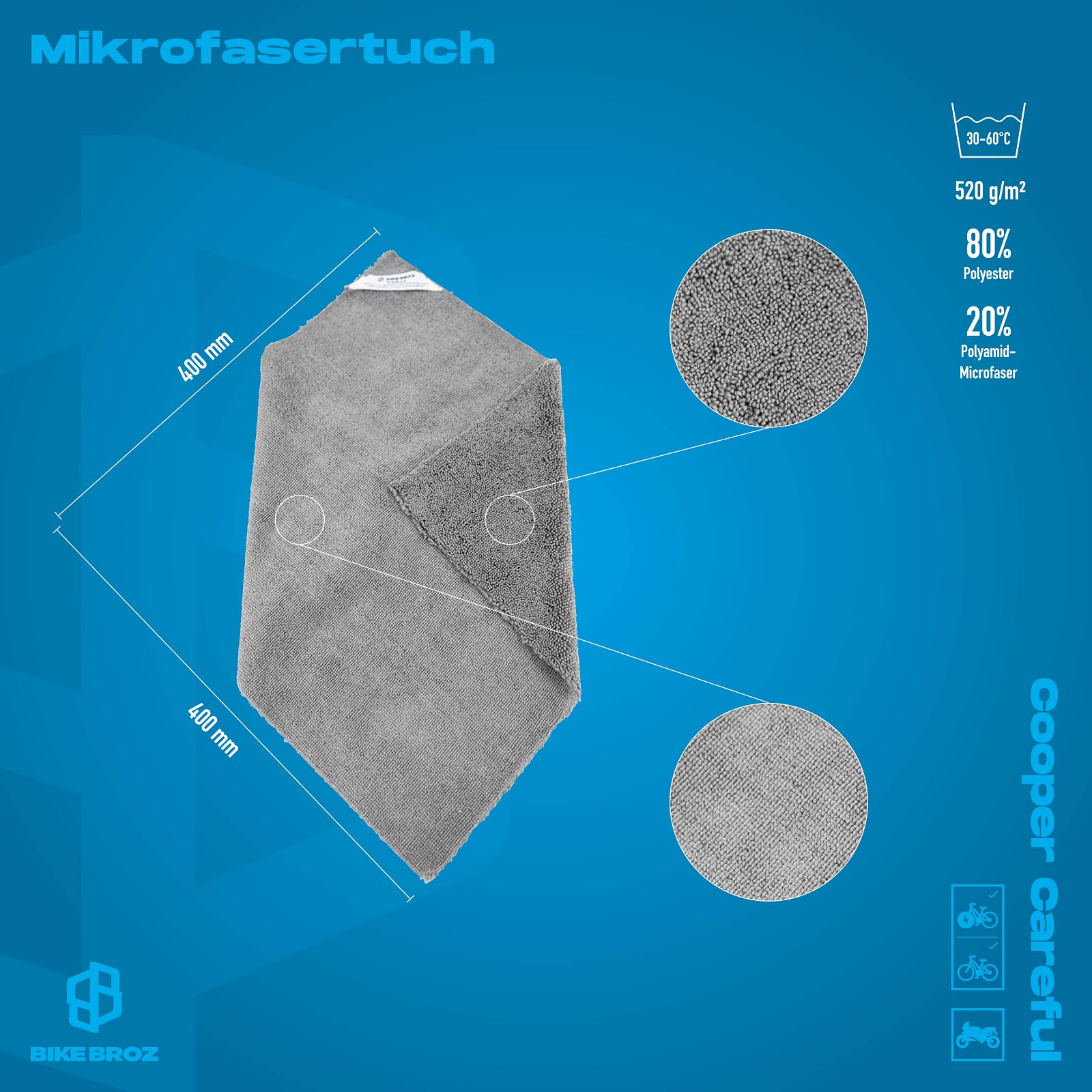 MIKROFASERTUCH SPEZIELL FÜR FAHRRÄDER, COOPER CAREFUL - 2