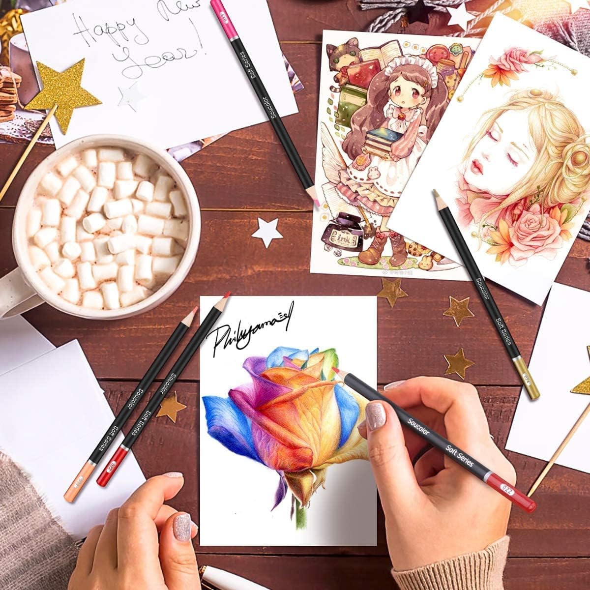 75 Pc Pencil Colour Set 72 Colour Pencils for Artists 1 Sharpener 1 Eraser for Adult Coloring Books School Supplies Soft Core Colour Pencil Set for Kids Sketching Drawing Pencils Art Supplies