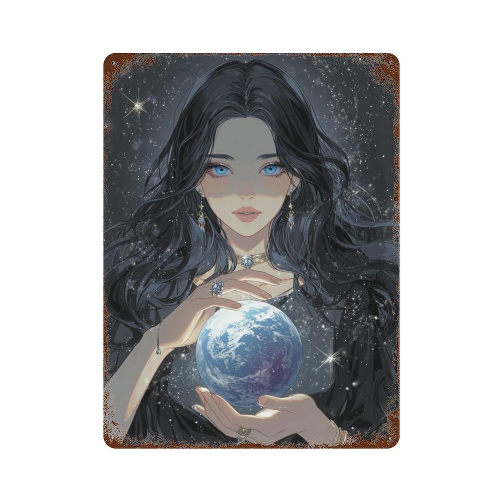 Magical Earth Holding Gloves Weathered Tin Sign 15.7"x11.8", for Shed, Workshop And Garage Wall Decor, Decorative Metal Wall Art