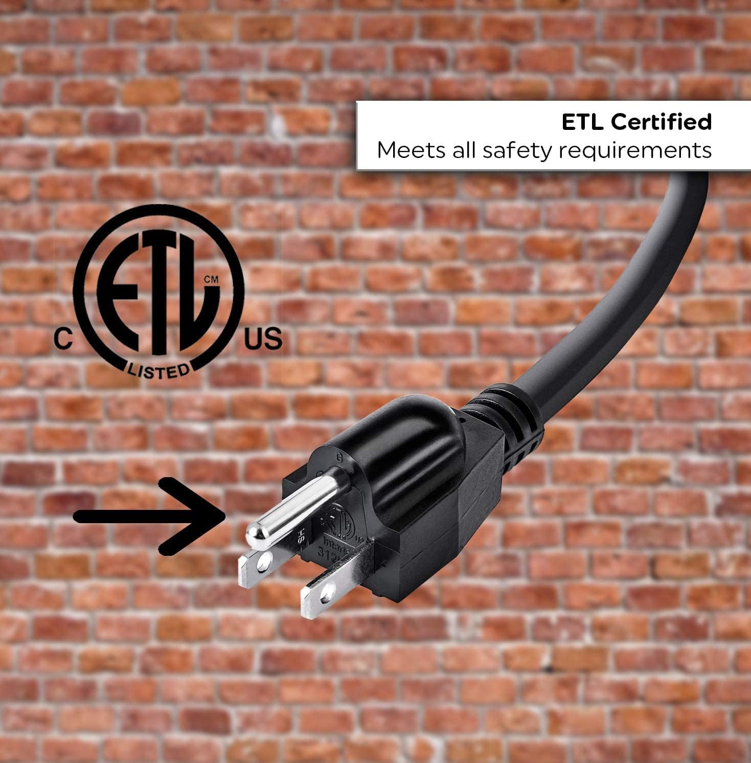 Aurum Cables Extension Cord 6 Feet - 16 AWG SJTW Heavy Duty Power Cord - 3 Prong Cable 125 Volts 13 Amp NEMA 5-15P to NEMA 5-15R ETL Listed - Indoor Outdoor Extension Cord in Black - 3 Pack