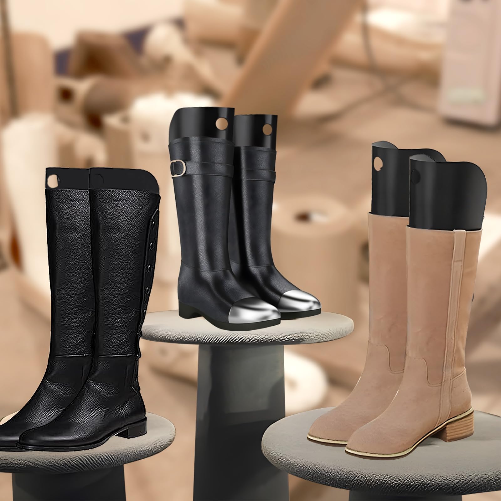 Rierously 10 piezas de plástico bota árbol, altas bota moldes insertos, negro, mantienen las botas en posición vertical para señoras y hombres (32cm)