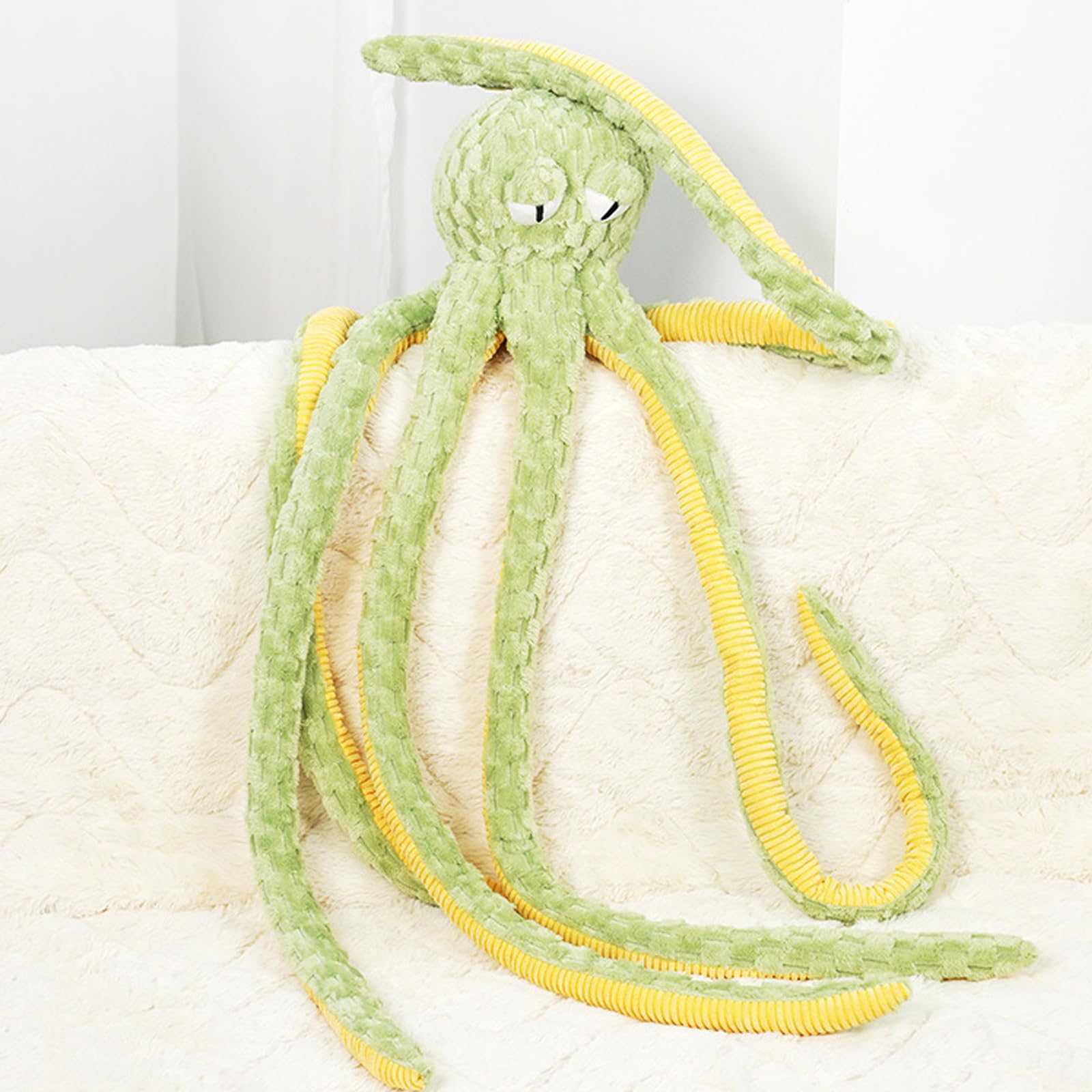 Jouet pour chien pieuvre, 40 pouces, jouets interactifs couinants pour mâcheurs agressifs, pieuvre en peluche douce et respectueuse de la peau pour soulager l'ennui, réduire l'anxiété, peluche vert