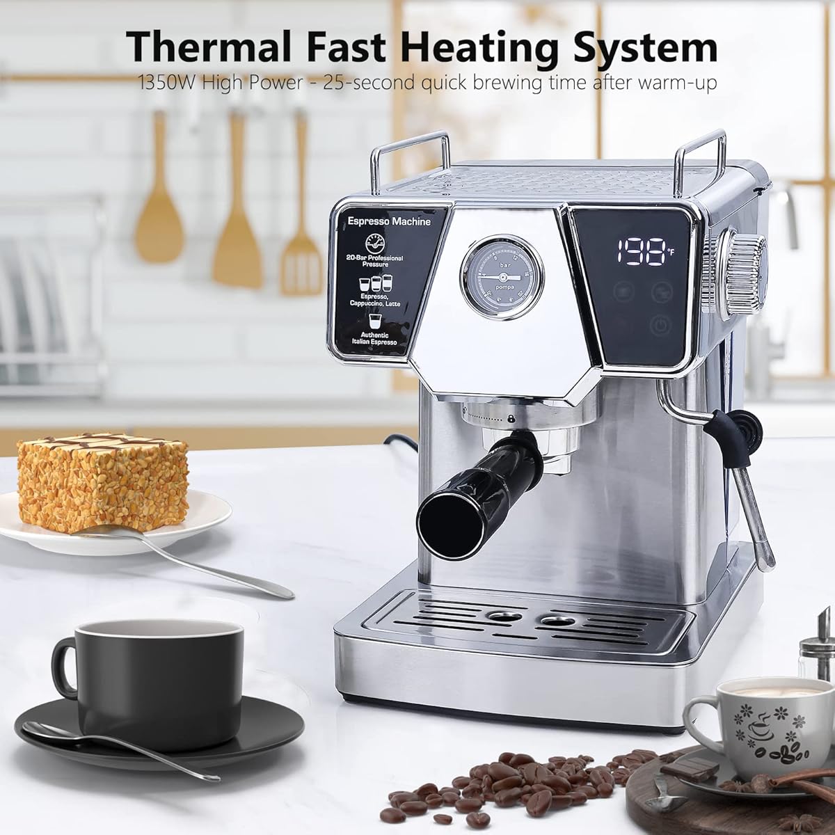 27/mo Finance Homtone Espresso Machine Touch Screen 20 Bar