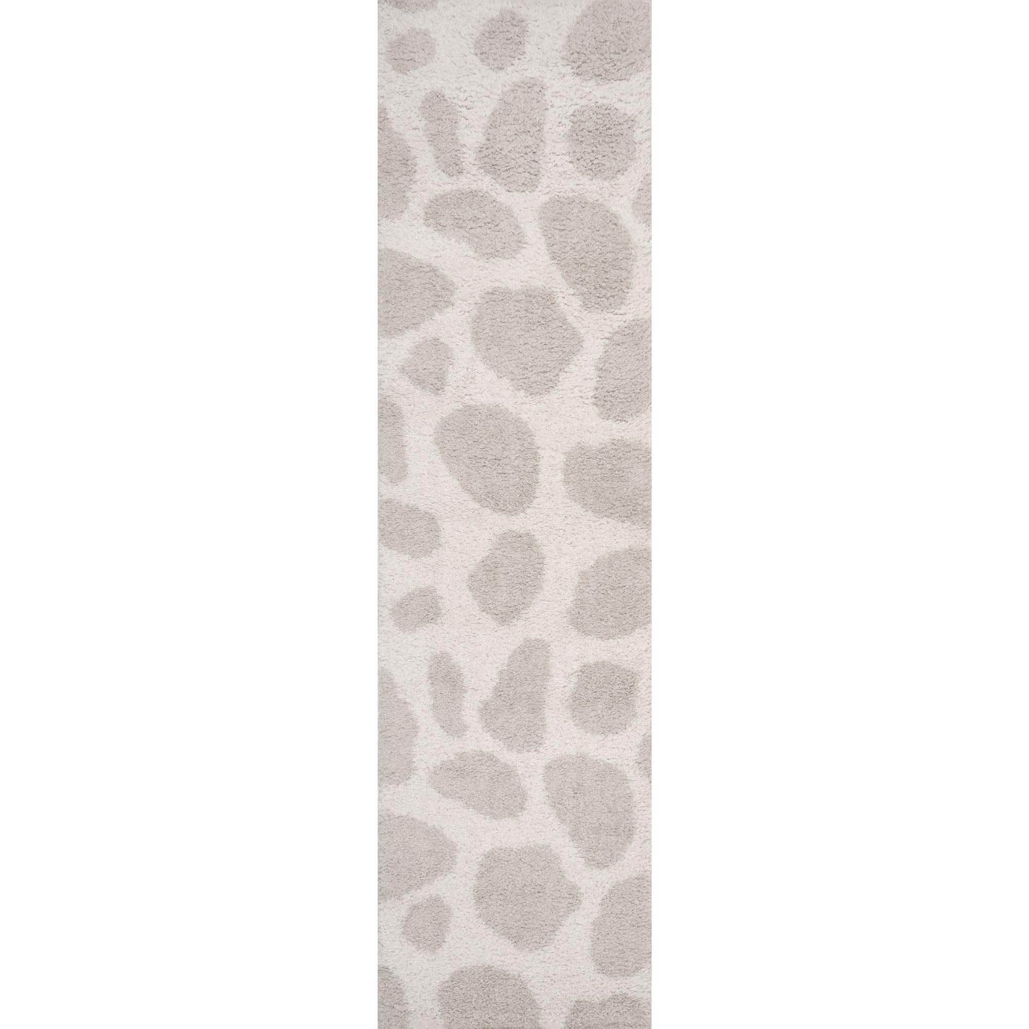 THE RUGS Soft Shaggy Area Rug – Modern Patterned Carpet for Living Room & Bedroom, Extra Plush, Easy to Clean, Animal Print Design (80x300 cm, Light Beige)