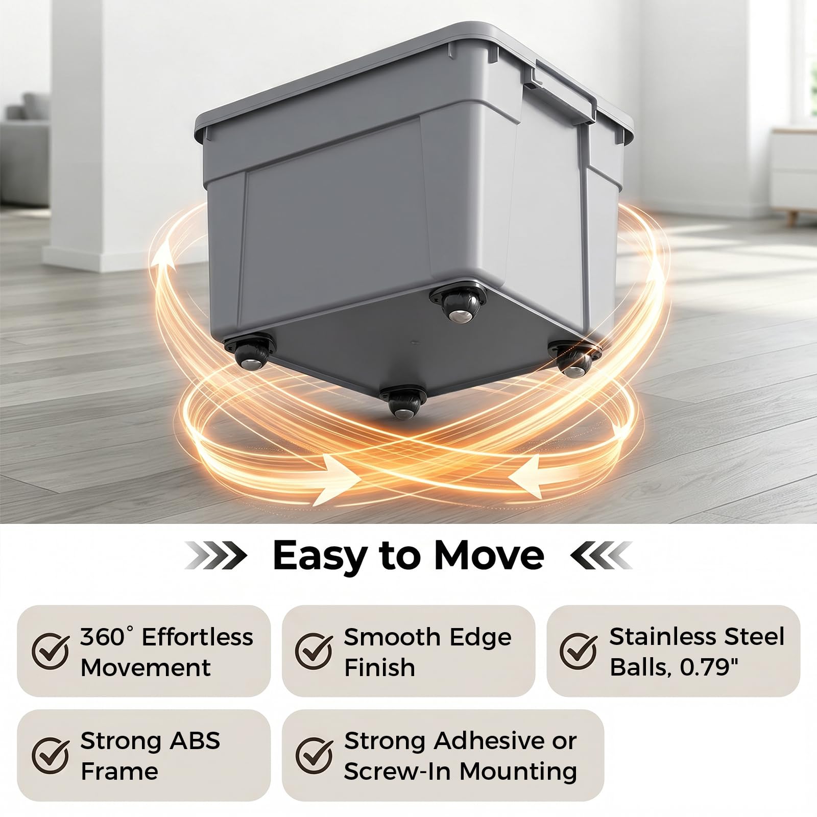 Self Adhesive Caster Wheels - 4 Pack -2
