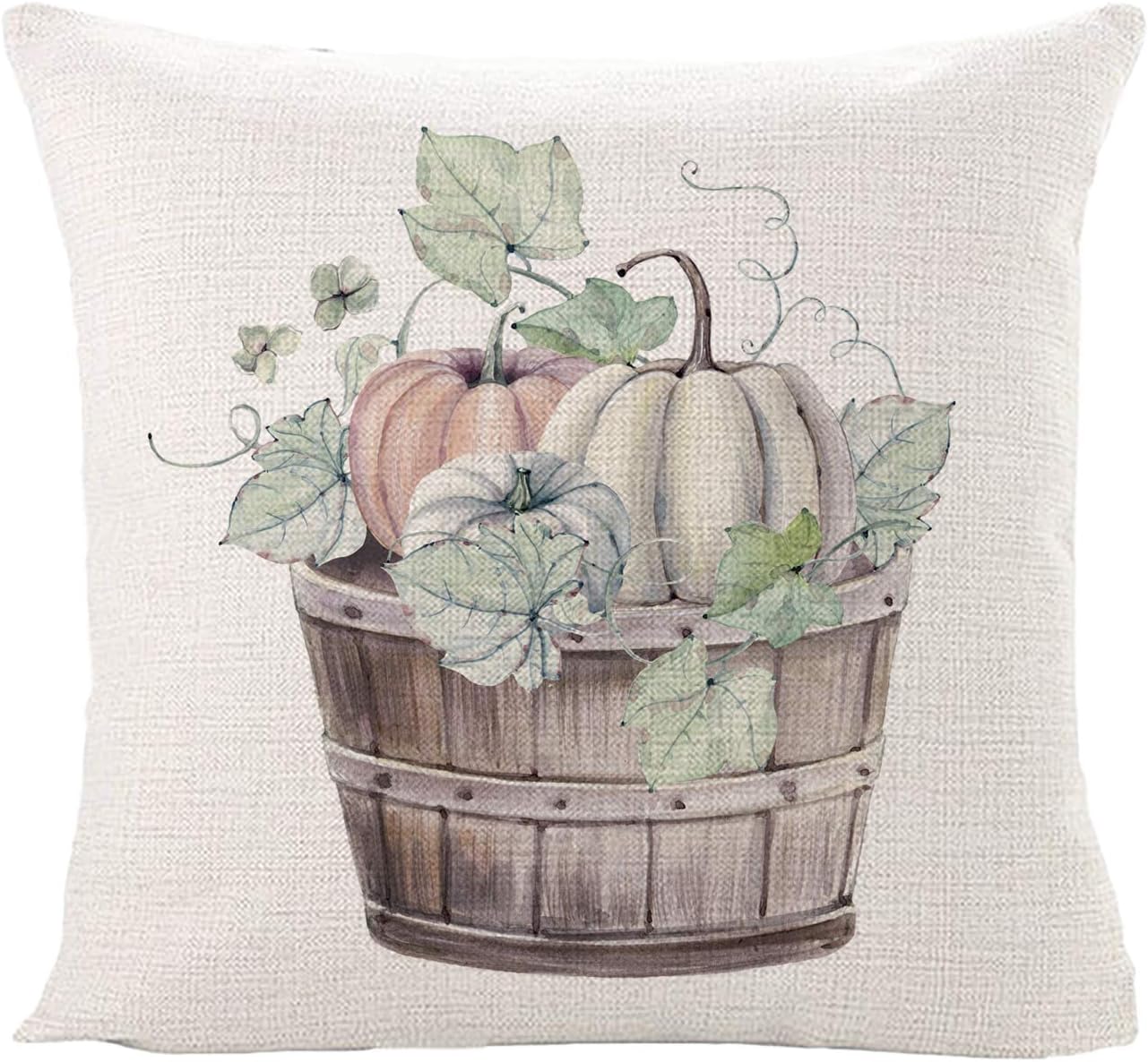Pumpkin Farmhouse Fall Throw Pillow Covers 20 X 20 Inch Set of 4, Autumn Decor Thanksgiving Day Harvest Cotton Linen Pillows Covers Pillowcases for Sofa, Couch and Bed