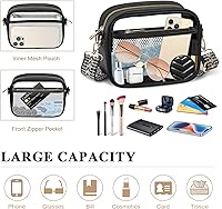 Vista 163 de KETIEE Bolso cruzado transparente, aprobado para estadios, para conciertos, eventos deportivos, festivales