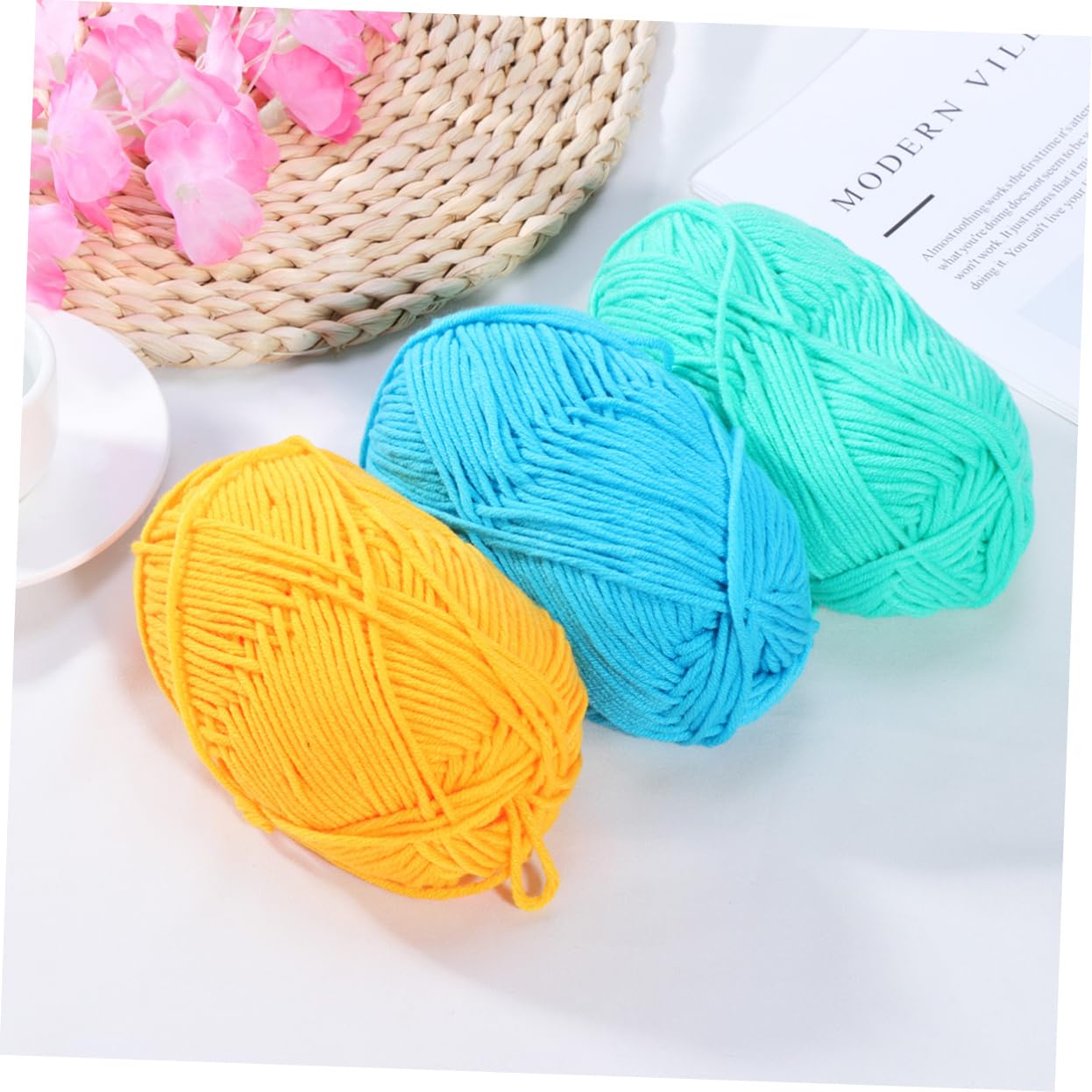 jojofuny Milchbaumwollgarn 12 Stück 50g Dickes Häkel und Strickgarn