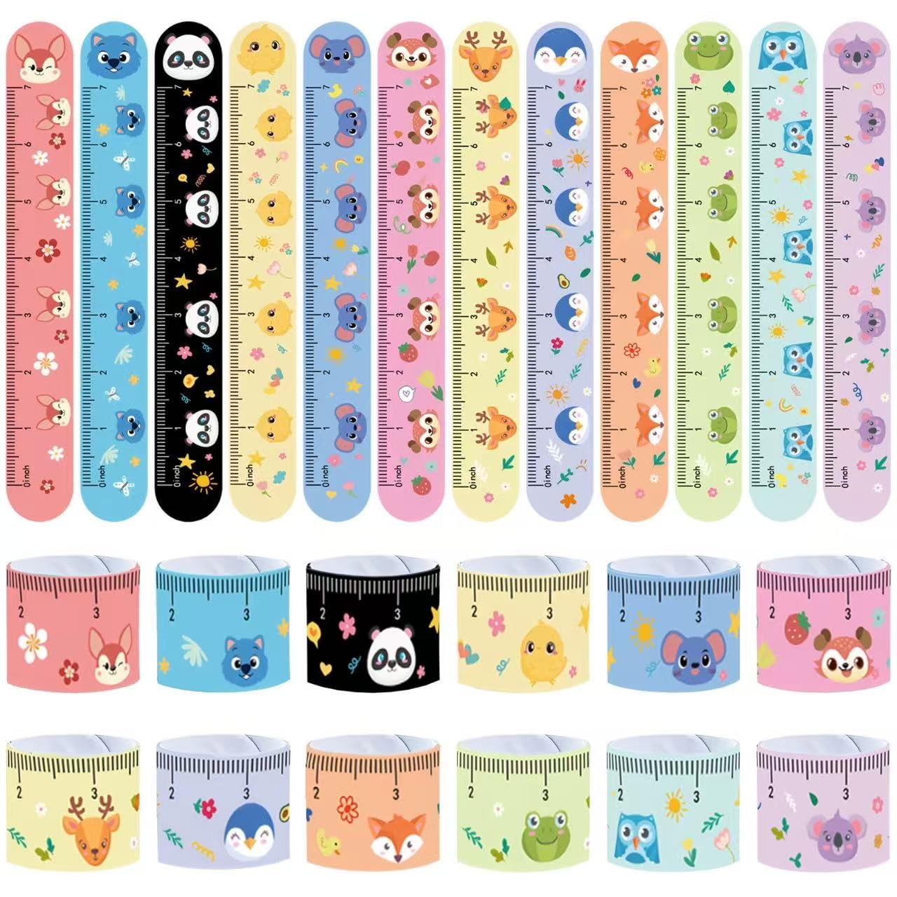 Viicoor Slap Bracelets for Kids 24PCS Ruler Style Slap Bands Party Gadget Fillers Favors, Ruler-24p, 25 cm