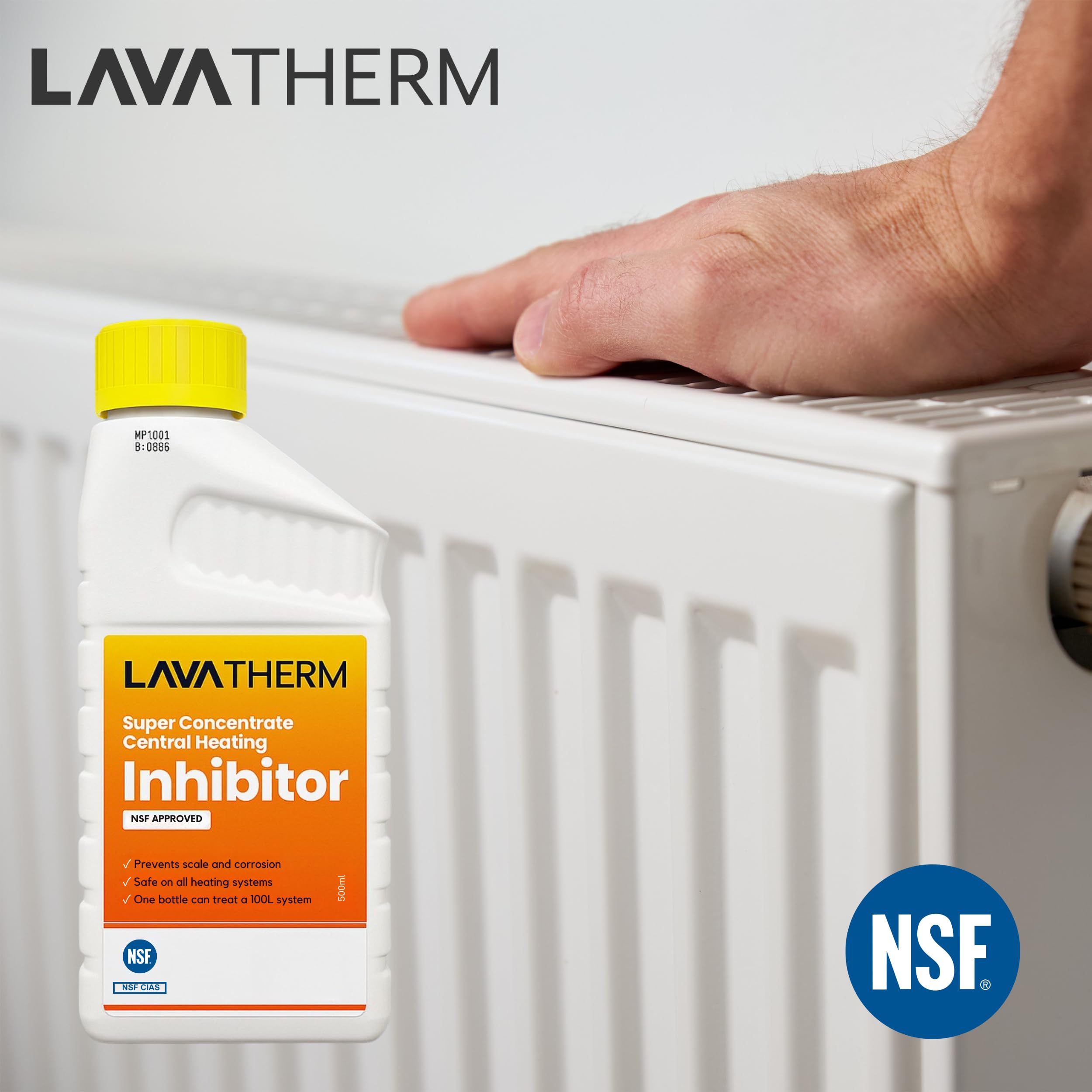 Inhibiteur de chauffage central super concentré 500 ml – Empêche le calcaire et la corrosion, sans danger pour tous les systèmes de chauffage, traite jusqu'à 100 L, approuvé NSF, améliore