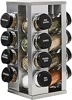 Kamenstein Heritage 16-Jar Revolving Spice Rack with Free 5-Year Spice Refills, Stainless Steel Organizer