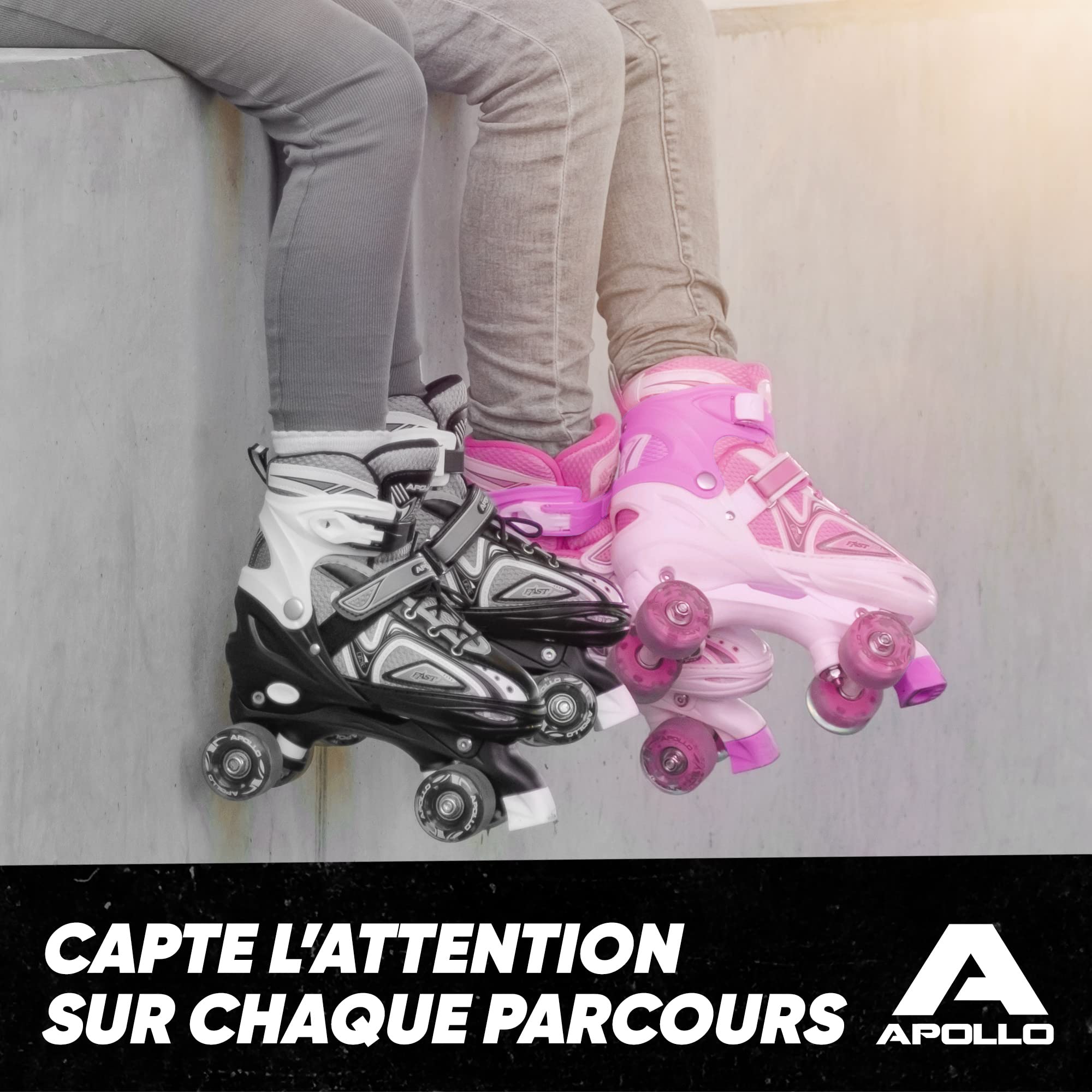 Apollo Super Quad X Pro, Patins à roulettes LED pour Enfants et Adolescents, idéal pour Les débutants, Patins à roulettes Confortables pour Les Filles et Les garçons.