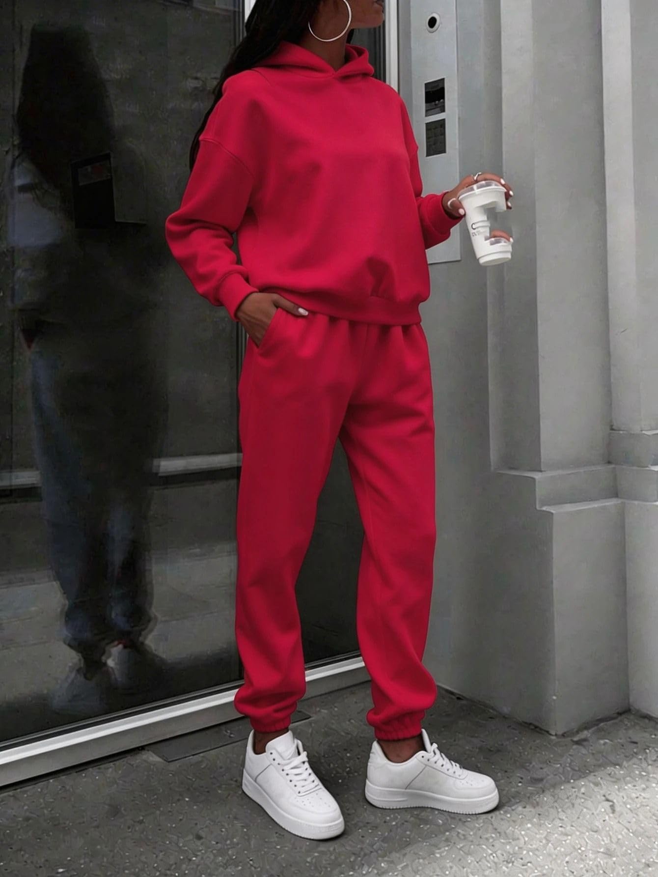 Ensemble 2 pièces sweat oversize pour femme, sweat et pantalon jogger loungewear