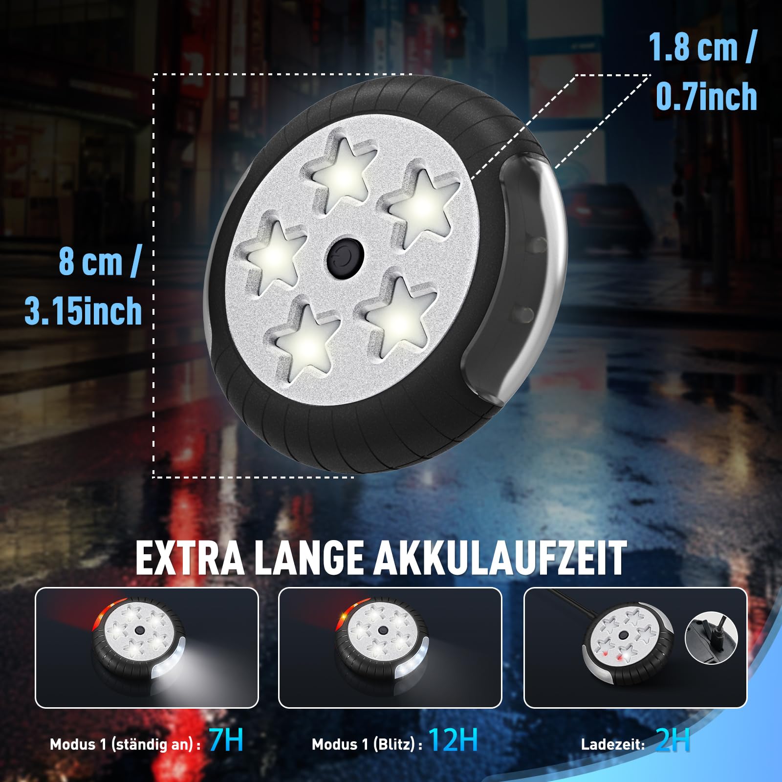 Amteker lot de 2 Lampes de Poussette, Rechargeables par USB, 27 LED par LumièRe, 2 Effets Lumineux, Ipx6, éTanche, Convient Pour Toutes les Poussettes