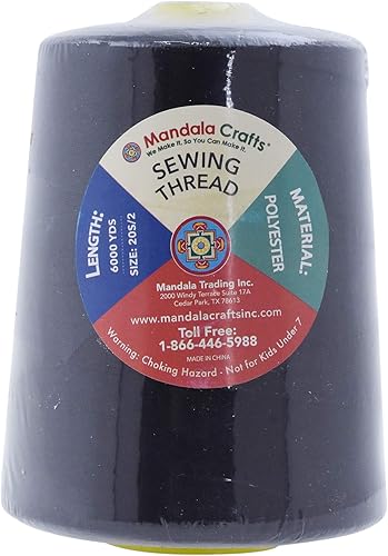 Vista 360 de Mandala Crafts - Hilo de coser multiusos de poliéster para máquina de coser de sarga, sobrehilado, acolchado Beige