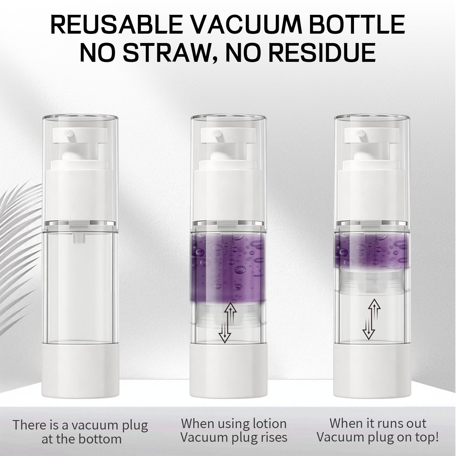 6Pcs Airless Contenitore Crema Pump,Flaconi a Pompa Airless, flaconi da viaggio sottovuoto da 15 ml/30 ml/50 ml, con adesivo, spatola e piccolo imbuto