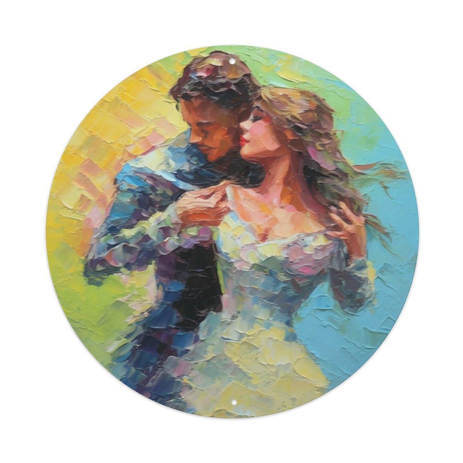 Dance Art Ballet Dancer Oil Painting Style Vintage Metal Tin Sign Plaque Wall Decor for Cafe, Club, Garden Round Metal Poster 8x8Inch