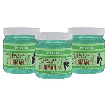 Clubman Pinaud Hard to Hold Styling Gel for Men, Extra Control, 16 Fl Oz 3 Pack