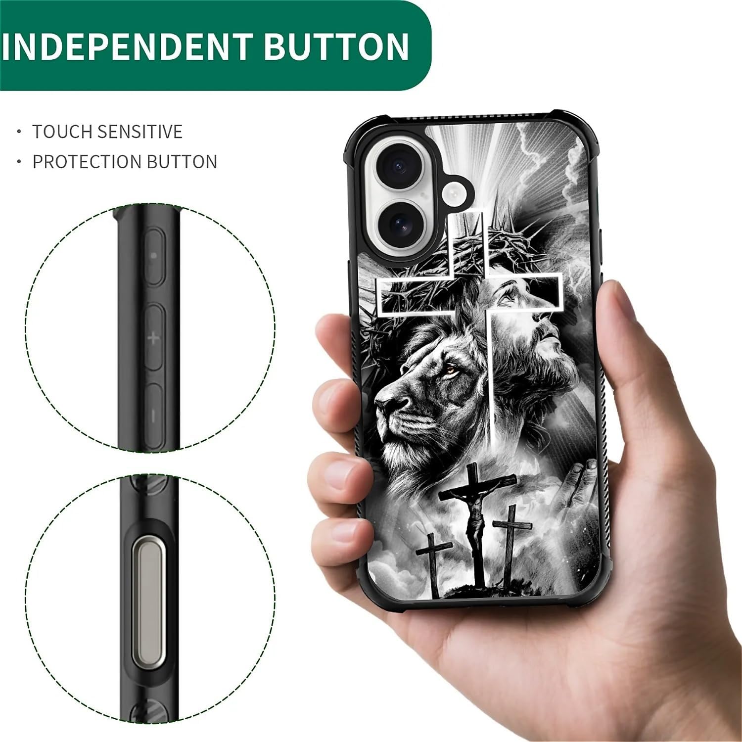 for iPhone 17 Case | Compatible with MagSafe | Classic Slim Cover Design | Lion Jesus Cross image 3