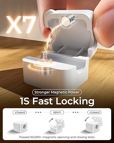 Miniatura 6 de MRGLAS Paquete de 20 organizadores magnéticos de cables para organizar cables, bloqueo 1s, clips para cables de escritorio cable suave ajustable,