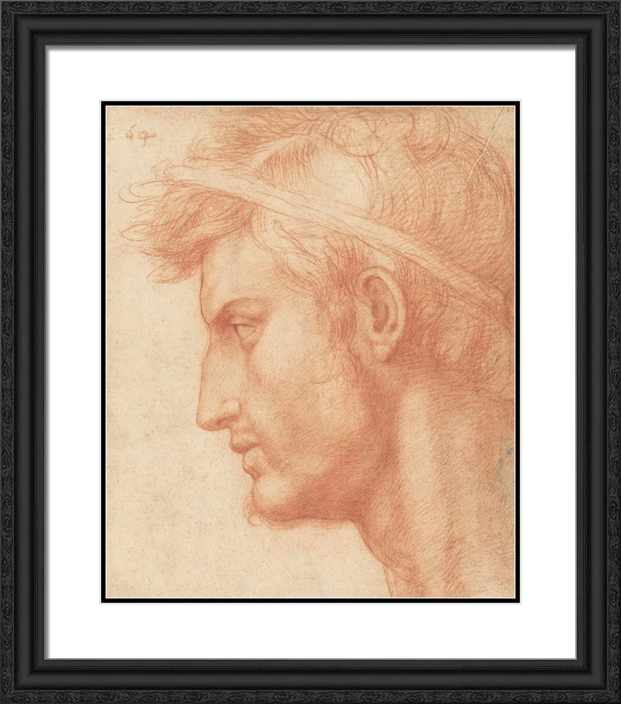 ArtDirect Del Sarto, Andrea 20x22 Gold Ornate Framed Art Print with Double Matting Titled: Male Portrait