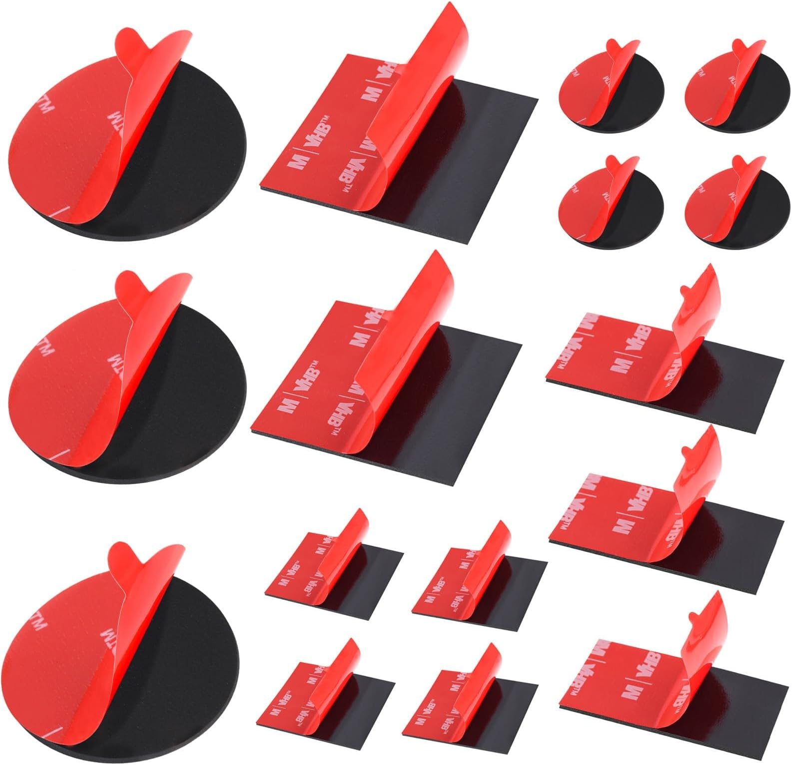 Navona 16Pack Heavy Duty Double Sided Mounting Tape – VHB 5952 Foam Tape, 1 Inch & 2 Inch, Square Rectangle & Round Shapes, Waterproof, Heat Resistant, for Car & Home Decor