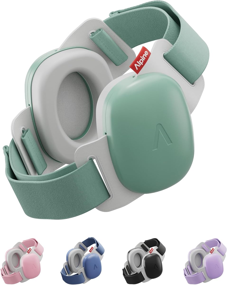 Alpine Muffy Baby Confort – Cascos Bebe Antiruido – Certificado CE & ANSI – Diadema Única Para Un Ajuste Seguro Y Cómodo – Protección Auditiva Ajustable Hasta 48 Meses – Atenuación De 24 dB, Verde