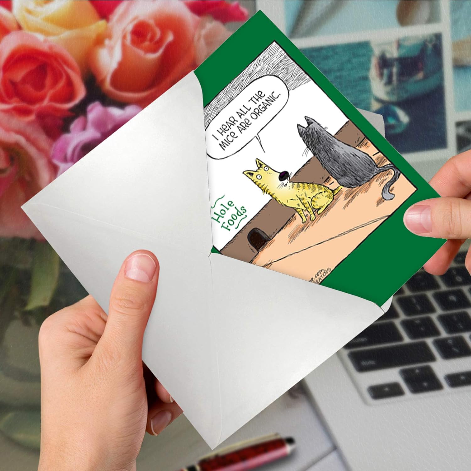 NobleWorks - 1 Humor Birthday Card with Envelope - Funny Cartoons for Birthday Greetings, Celebration Notecard - Hole Foods C2684BDG - Image 5