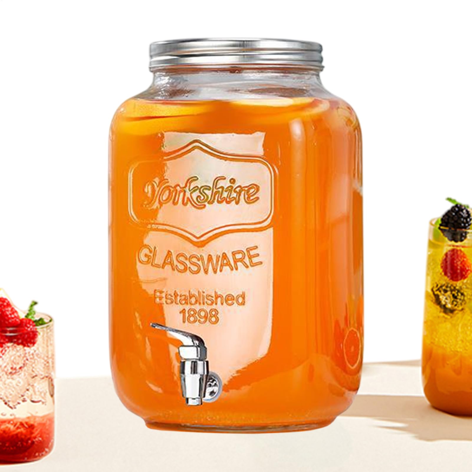 Saftspender für Partys Auslaufsicherer Zapfhahn Durchsichtige Kanne | Getränk für Limonade, Grillpartys, Picknicks, Terrassenbuffet, Wohnmobilreisen, Geburtstage, Hochzeiten, Thanksgiving,