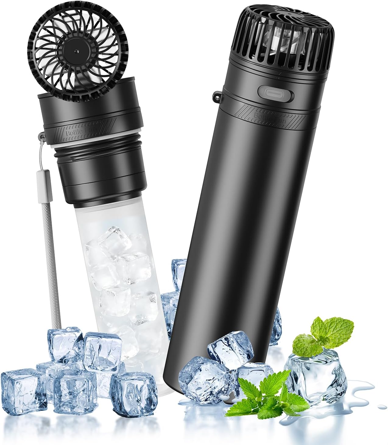 DUOMIY 2-in-1 Handheld Fan & Portable Ice Therapy Cup, 7000 RPM Cooling Fan with Long-Lasting Cold Retention, Rechargeable Personal Fan & Cold Compress for Neck, Body, Heatstroke, Sports Recovery
