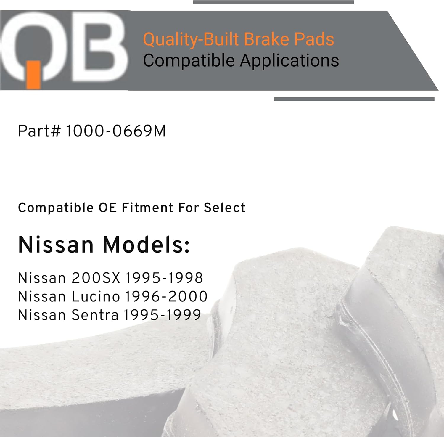 QUALITY-BUILT Rear Semi-Metallic Brake Pads, QB 1000-0669M, Compatible with 1995-2000 Nissan (200SX,Lucino,Sentra)