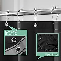 Vista 4 de Mrs Awesome Forro de cortina de ducha negro con 3 imanes, 72x72 pulgadas, plástico premium flexible y resistente para forro de cortina de ducha