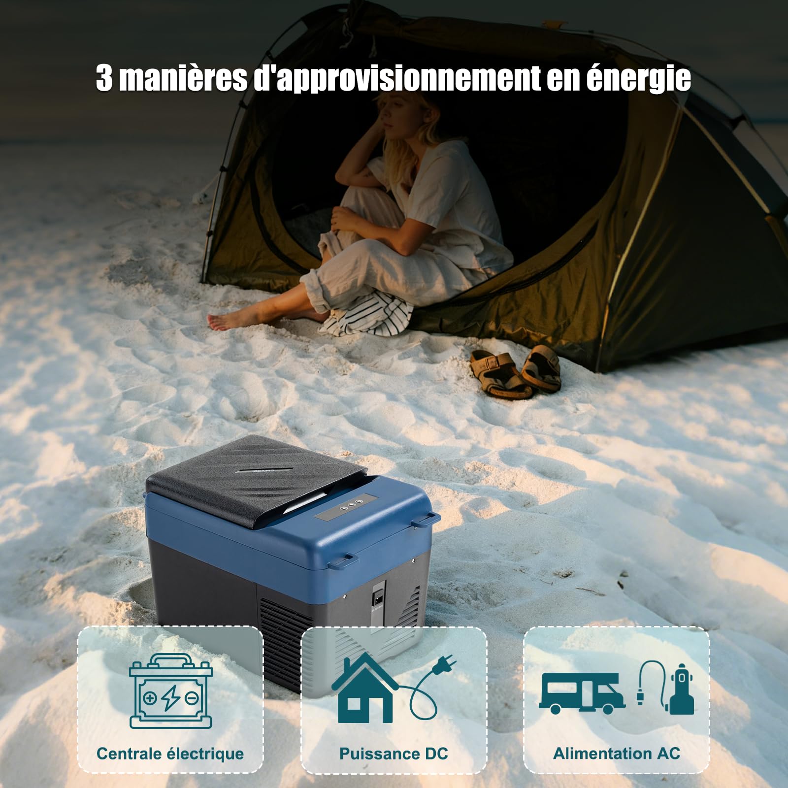 KI12 12L Glacière Electrique Voiture, Portable à Compression Réfrigérateur de Voiture,12/24V Mini Frigo pour Maison, pour dortoir, Camping ou Pique-Nique en Plein Air, 20 à 20℃
