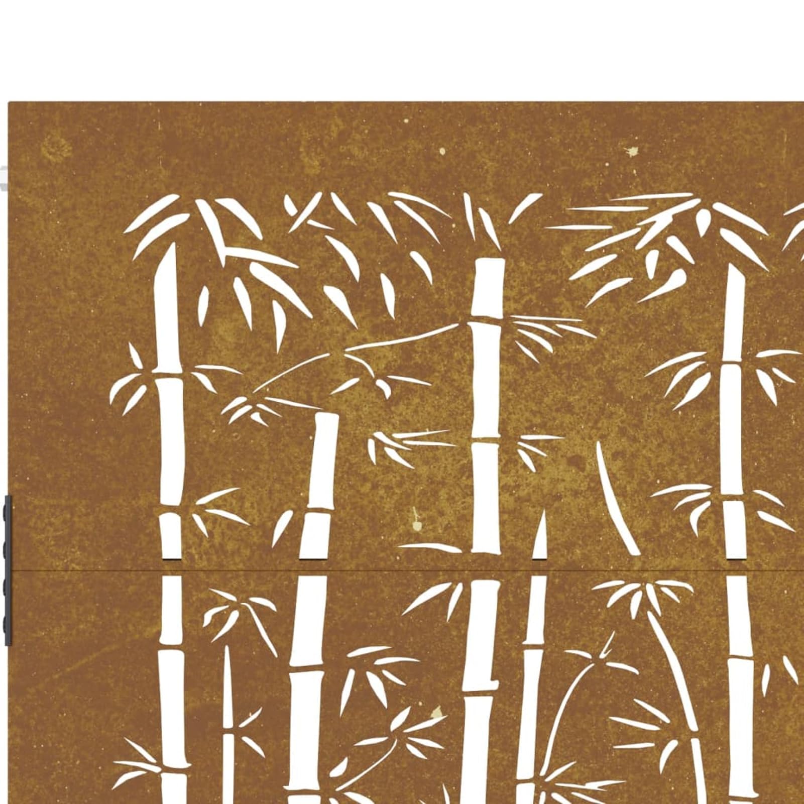Festnight Puerta de Jardín 85 x 75 cm, Puerta de Jardín de Acero Corten, Puerta Exterior, diseño bambú
