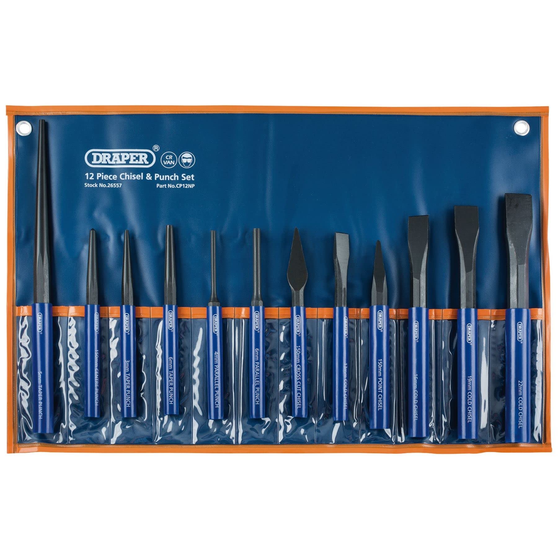 Draper CP12NP - Juego de cinceles (pack de 12)