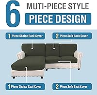 Vista 209 de H.VERSAILTEX 2025 New Sectional Couch Covers 8 Pieces Stretch Sofa Covers for Sectional Sofa Set Separate L Shaped Couch Cover for Both Left/Right